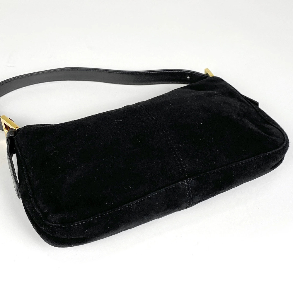 Fendi Baguette Logo Mamma Suede Black Shoulder Zucca Bag